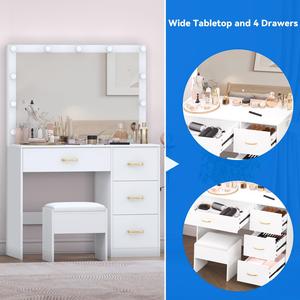 Bureau de maquillage moderne en verre blanc <span class=keywords><strong>pas</strong></span> <span class=keywords><strong>cher</strong></span> avec miroir <span class=keywords><strong>LED</strong></span> - Product Image 5