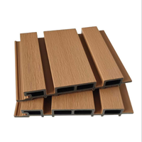 Panel de Pared Ranurado WPC de Bajo Mantenimiento para Interiores, Revestimiento de Listones de Madera 3D para Sala de Estar Moderna, Fondo de TV