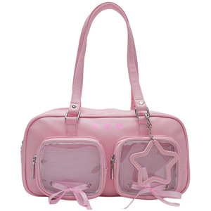 Borsa giapponese Lolita Y2K <span class=keywords><strong>Ita</strong></span> graziosa borsa trasparente a tracolla Hobo da donna con finestra trasparente - Product Image 6