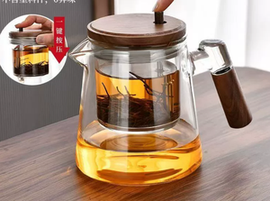 Tetera mágica encantada 2 en 1 con colador, mango de madera, control de prensa, separación de agua, tetera, brujería resistente al calor - Product Image 5