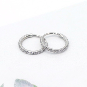 Anillo de Nariz de Acero Inoxidable con Zirconia, Diseño de Canal Circular, Joyería de Regalo, Color Plateado DQ00138 - Product Image 3