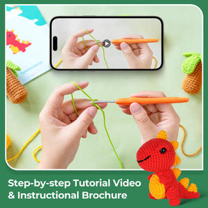 Cadeaux pour les amateurs de crochet DIY Animal Dinosaure Kit de crochet avec tutoriel vidéo Cute Weaving Keychain Crochet Kit pour les débutants - Product Image 5
