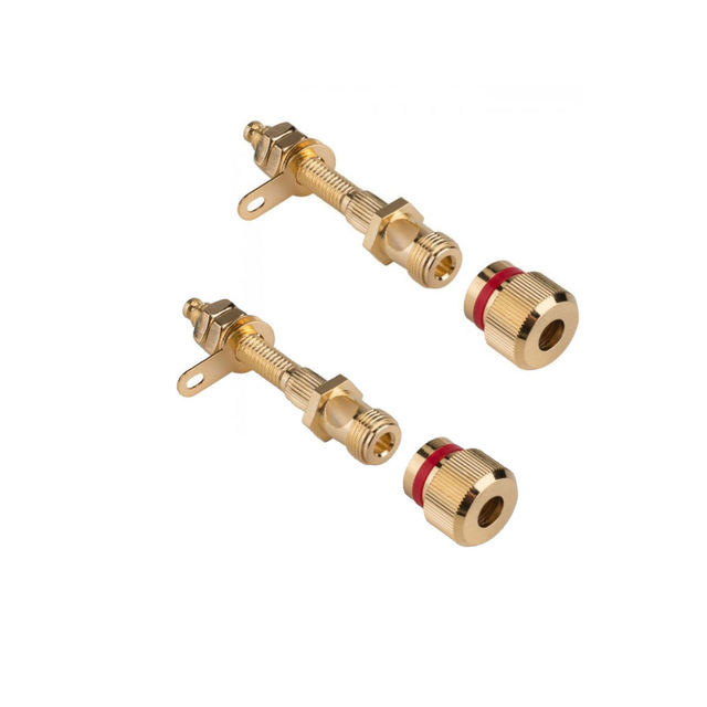 Customized Brass Speaker Terminal Kit with Gold-plated Terminal Speaker Connector Parts and Accessories