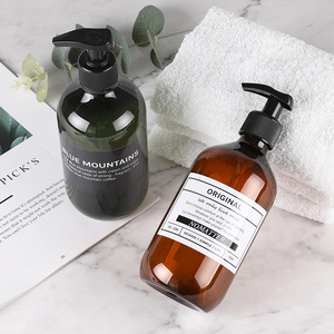 Bottle 12oz 16oz Empty Round Brown Plastic Body Lotion Bottle Lotion Pump Bottle Liquid Soap PET 300ml 500ml Shampoo Bottle