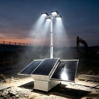 Tour d'éclairage mobile solaire sur chenilles avec 4*100W LED, étanche IP65 pour chantiers de construction
