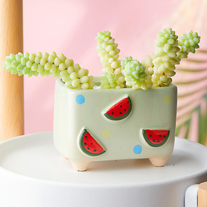 Peinture à la main en relief fruits fraise pot de fleurs succulent pot de fleurs joli motif de fruits plante Pot de fleur jardinière carrée - Product Image 2