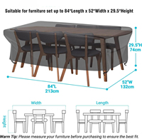 Housse de protection 900D teinte en masse pour mobilier d'extérieur, robuste, imperméable, résistante aux UV et au vent, toutes saisons, pour ensemble table et chaises de patio