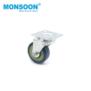 Rueda giratoria industrial de PU azul de alta resistencia para carros de equipamiento, con bloqueo, fija, sin freno - Product Image 1