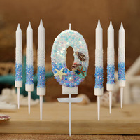 Meilleures ventes : Ensemble de bougies d'anniversaire sur le thème de l'océan, chiffres, coquillages, étoiles de mer, paillettes, bougies coniques pour une célébration d'anniversaire mémorable