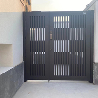 Porte d'entrée moderne en aluminium à 2 portes, automatique, style ouvert, pour l'extérieur Mur de délimitation métallique coulissant