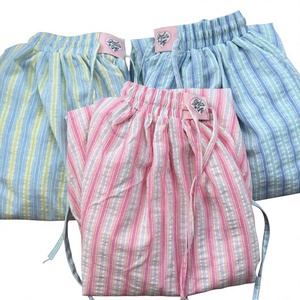 Women's Regular Fit Plaid Harem Pants Wide Leg Mid Waist Drawstring Closure Casual <b>Summer</b> <b>Trousers</b> Flannel Fabric Cuffed - Product Image 1