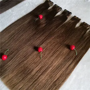 Wholesale human hair vendors Russian blonde brown hair flat weft super double drawn straight texture all stock