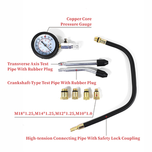 जिनीयू मोटर संपीड़न टेस्टर 8-टुकड़ा 0-300 psi सिलेंडर दबाव गेज सेट - Product Image 3