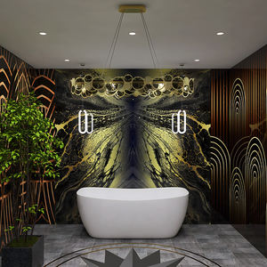 กระเบื้องหินเคลือบเงาสีทองสีดำขัดเงาของตกแต่งบ้านหรูหราผนังแผ่นเคลือบเงาขนาดใหญ่ลายครามแบบอิตาลี - Product Image 2