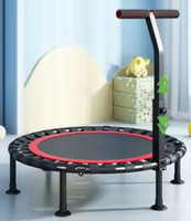 Trampolín de ejercicio para adultos, mini trampolín plegable, reboteador de fitness con asas de espuma ajustables
