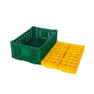 Turnover Ventilate Folding Plastic Collapsible Storage Stackable Collapsible Fruit Folding Basket Vegetable Crates