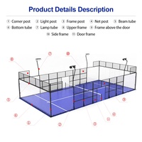 Terrain de padel panoramique APEX WPT en acier inoxydable de haute qualité, installation extérieure disponible, imperméable et durable