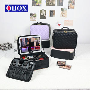 Sac à cosmétiques OBOX, grande capacité, imperméable, motif diamant, couleur unie, trousse de maquillage portable avec poignée souple, rangement à domicile - Product Image 5