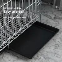 Grand Poulailler Moderne en Métal Épaissi Écologique Noir Toutes Saisons, Cage d'Élevage Pliable d'Extérieur avec Bouton Solide