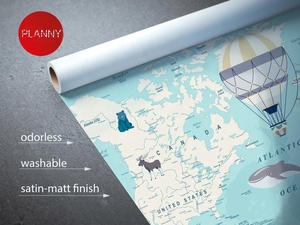 Erkek kreş mavi suluboya duvar kağıdı çıkarılabilir duvar çıkartması kumaş kağıt geçici - Product Image 6