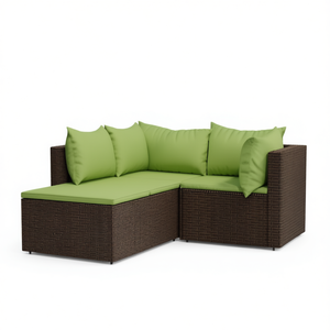 Set Divano Angolare da Esterno in Rattan PE Marrone Regolabile con Cuscini in Schiuma ad Alta Densità per Giardino - Product Image 1