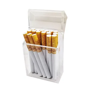 Boîte de présentation de cigarettes en acrylique transparent avec rabat magnétique pour étui à cigarettes de taille régulière de 85mm