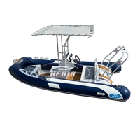 Bateau pneumatique à coque rigide Hedia Rib 14,3 pieds (4,3 m) avec console centrale, fond en aluminium en forme de V profond
