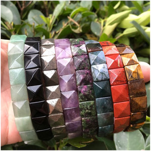 Pietra naturale 12mm taglio <span class=keywords><strong>perline</strong></span> <span class=keywords><strong>bracciale</strong></span> quadrato uomini donne fatto a mano in cristallo agata energia gioielli per regali estivi - Product Image 2