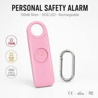 Alarm Keamanan Pribadi 130dB Isi Ulang, Siren Pertahanan Diri Portabel, Perangkat Keamanan Darurat untuk Lansia Wanita, Kompatibel dengan IOS