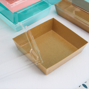 Bruine Kraftpapier Ivoor Board Roll-Up Doos Voor Tiramisu Cake Sushi Sandwich Custardtaart <span class=keywords><strong>Burger</strong></span> Verpakking-Duurzaam Milieuvriendelijk - Product Image 3