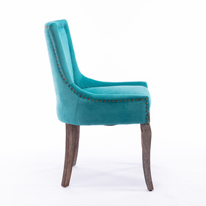 Sedia da pranzo Ultra Side con tessuto ispessito, chiodi in bronzo e gambe in legno massello, set da 2 - Product Image 4