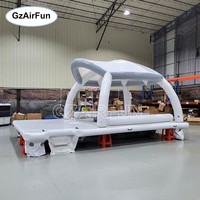 Bar flottant et ponton gonflables de luxe personnalisés en PVC avec tente, plateforme aquatique pour 5 à 10 passagers, loisirs et divertissements