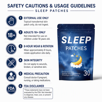 Patchs Transdermiques OEM ODM pour le Sommeil, 8 Heures, avec 5-HTP pour un Cycle de Sommeil Sain et une Relaxation Profonde
