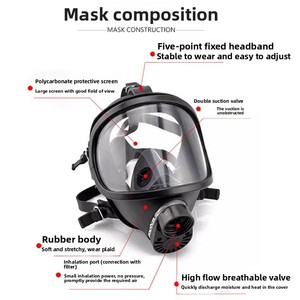 Mf14 masker Gas silikon wajah penuh, dekorasi bahan kimia pestisida <span class=keywords><strong>Respirator</strong></span> kualitas tinggi masker Gas api cat semprot formaldehida - Product Image 4