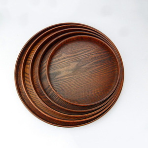 Grandes assiettes rondes en bois légères et faciles à nettoyer, pour les plats et les collations, offre spéciale - Product Image 1