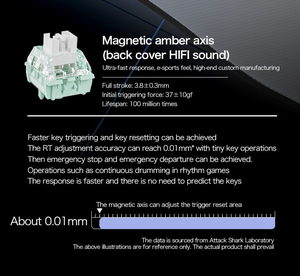 ATTACK <span class=keywords><strong>SHARK</strong></span> X82PRO HE Clavier de jeu à interrupteur magnétique 8KHz Actionnement réglable Batterie 5000mAh Clavier sans fil tri-mode - Product Image 4