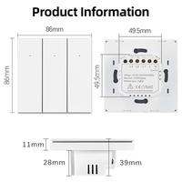 ZigBee 3,0 interruptor de luz inteligente táctil de pared 220V sin cable neutro Smart Life/Tuya 1/2/3 Gang ZigBee Gateway Compatible con Alexa Google