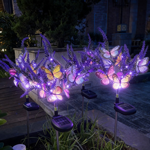 Lámpara <span class=keywords><strong>Solar</strong></span> LED para Exteriores con Clasificación IP44, Simulación de Pasto Navideño, Flor de Lavanda, Linterna Cuadrada para Jardín y Paisajismo - Product Image 1