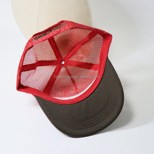 Custom Embroidered Full Mesh Trucker <b>Hat</b> Red & Brown Adjustable Snapback Cap Ultra-Breathable <b>Hat</b> for <b>Summer</b> & Outdoor - Product Image 4