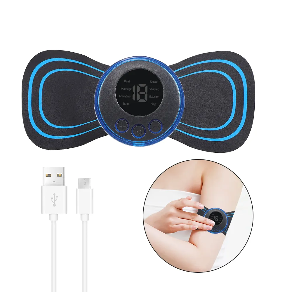 Elektrische Mini Ems Masajeador Electrico Vibratie Vlinder Draagbare Ems Nek Massager