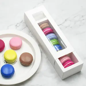 Food Grade Drawer Cardboard Packaging Macaron Gift Box Paper Box With Clear Window