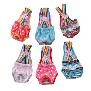 XXS - 2XL Pet Diapers Sanitary Pants Stay On Female Dog Suspenders For Small Big Pet