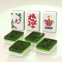 Magnifique kit complet de Mahjong américain, 160 tuiles, en acrylique 4 couches avec motif bambou vert au dos et face de tuile à motif floral artistique