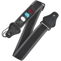 Réglable avec 3 supports de médiators de guitare sangle de guitare tête en cuir PU bandoulière en cuir pour accessoires de guitare basse