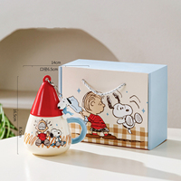 Nouveautés : Tasse en céramique Snoopy avec couvercle en forme de chapeau et breloque Snoopy 37PML – Tasse à café de dessin animé pour le bureau et la maison, idéale comme cadeau