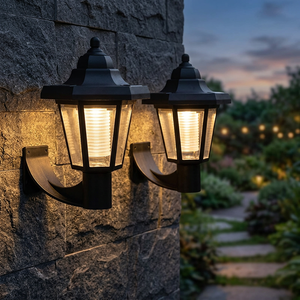 โคมไฟติดผนัง LED สำหรับสวน ใช้พลังงานแสงอาทิตย์  วัสดุพลาสติก กันน้ำ มาตรฐาน IP44  หลอดไส้ทังสเตน แสงวอร์มไวท์  ควบคุมด้วยรีโมท - Product Image 3