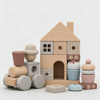 Jouet de train à dessert en bois intelligent, empilable, fait main, avec logo personnalisé, OEM, pour enfants de 1 an et plus, jouets éducatifs