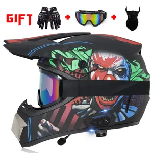 Capacete de motocross com dente azul embutido, fones de ouvido off road, capacete para motocicletas, capacetes de kart, novidade