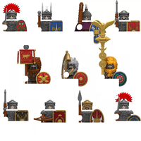 N826-828 Série Médiévale Européenne Ancien Porte-drapeau de la Légion Romaine avec Bouclier à Capot Lion Figurines de Construction Jouet