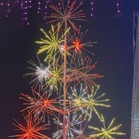 Lumières LED de Noël Rgb DMX Extérieur Rue Contrôle vocal Décoration de flux lumineux Feux d'artifice LED de Noël Arbre LED Lumière